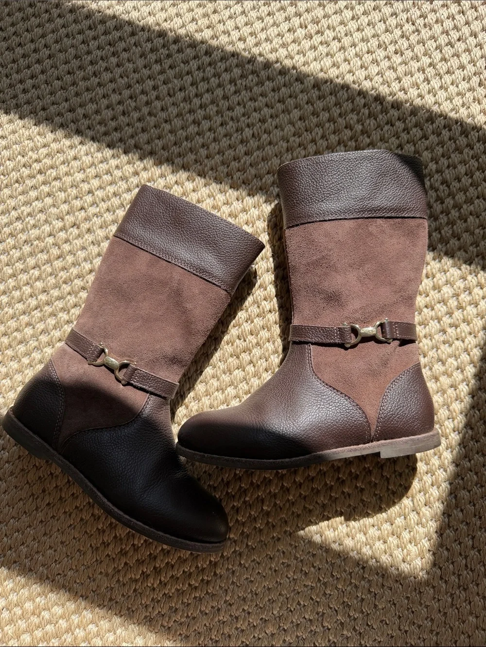 Janie and Jack Riding Boots Brown Leather & Suede Mid-Calf Boots size 12